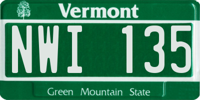 VT license plate NWI135