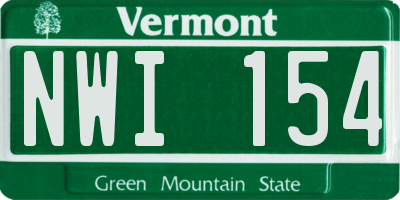 VT license plate NWI154