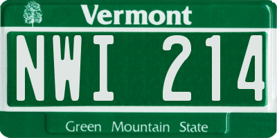 VT license plate NWI214