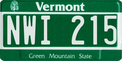 VT license plate NWI215