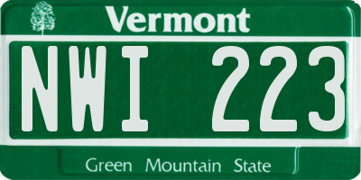 VT license plate NWI223