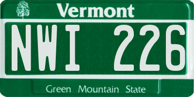 VT license plate NWI226