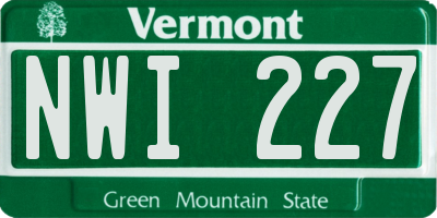 VT license plate NWI227