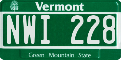 VT license plate NWI228