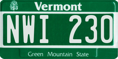 VT license plate NWI230