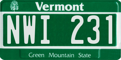 VT license plate NWI231