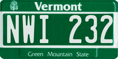 VT license plate NWI232