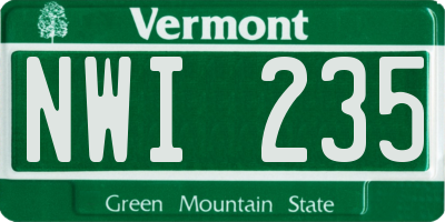 VT license plate NWI235