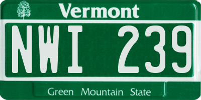 VT license plate NWI239