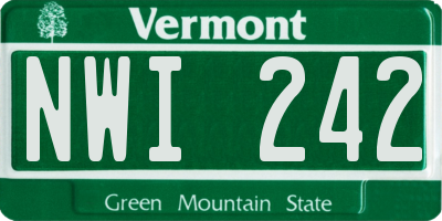 VT license plate NWI242
