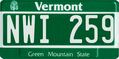 VT license plate NWI259