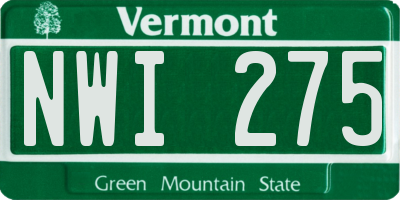 VT license plate NWI275