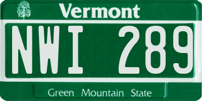 VT license plate NWI289