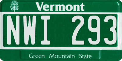 VT license plate NWI293