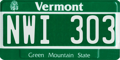 VT license plate NWI303