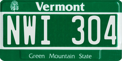 VT license plate NWI304