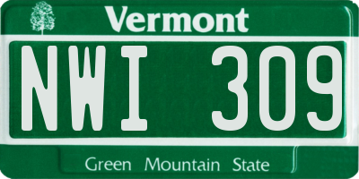VT license plate NWI309