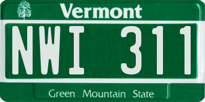 VT license plate NWI311