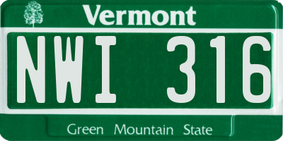 VT license plate NWI316