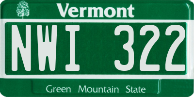 VT license plate NWI322