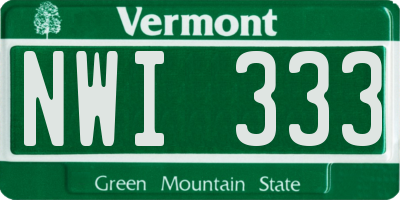 VT license plate NWI333