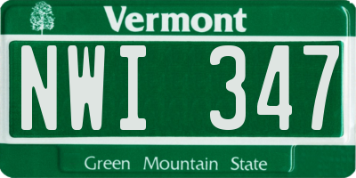 VT license plate NWI347