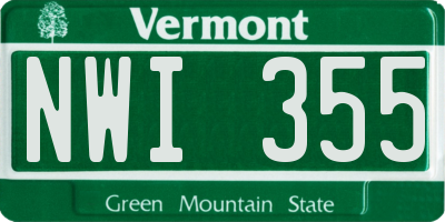 VT license plate NWI355