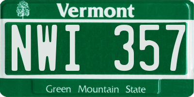 VT license plate NWI357