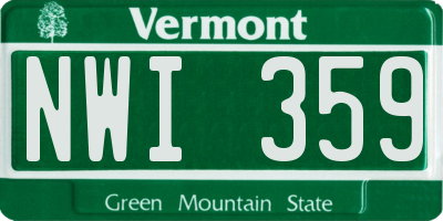 VT license plate NWI359