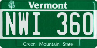 VT license plate NWI360
