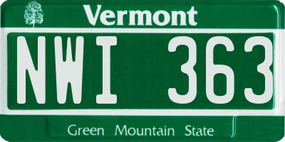 VT license plate NWI363