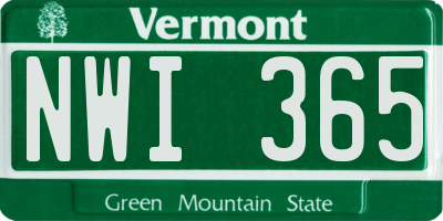 VT license plate NWI365