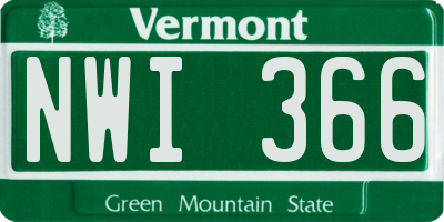 VT license plate NWI366