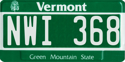 VT license plate NWI368
