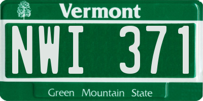 VT license plate NWI371