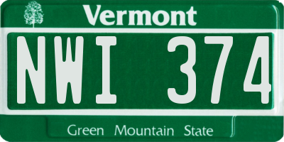 VT license plate NWI374