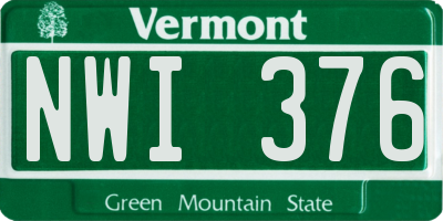 VT license plate NWI376
