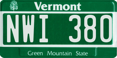 VT license plate NWI380