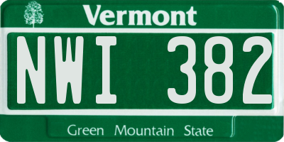 VT license plate NWI382