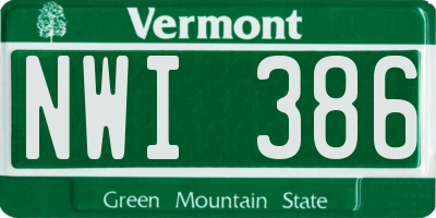 VT license plate NWI386