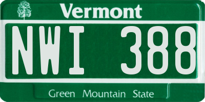 VT license plate NWI388
