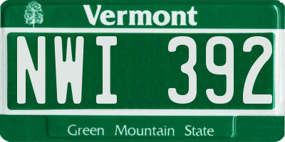 VT license plate NWI392
