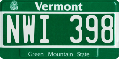 VT license plate NWI398