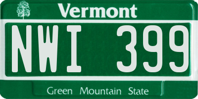 VT license plate NWI399