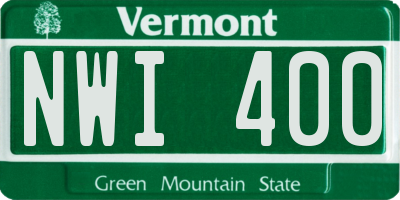 VT license plate NWI400
