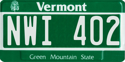 VT license plate NWI402