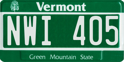VT license plate NWI405
