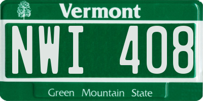 VT license plate NWI408