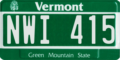 VT license plate NWI415