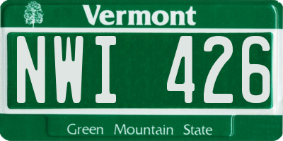 VT license plate NWI426